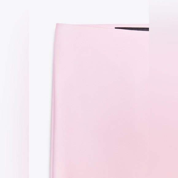 NWT. Zara Light Pink Satin Effect High-Waisted Midi Skirt. Size XS. - Picture 6 of 9